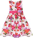 Bonny Billy Girls' Round Neck Sleeveless Floral Printed Cotton Dress with Sash