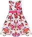 Bonny Billy Girls' Round Neck Sleeveless Floral Printed Cotton Dress with Sash