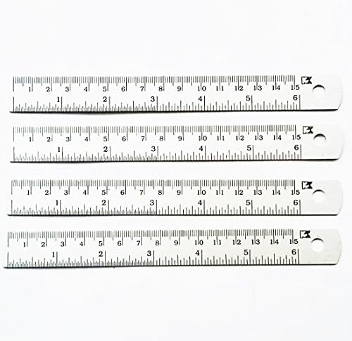 4 Per Pack of The Same Way Classics 6 inch and Metric Marking with Conversion Table Stainless Steel Ruler