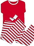 WANGSCANIS Christmas Pajamas Red / Green and White Stripes Knit Family Pjs Sets (Label L, Red)