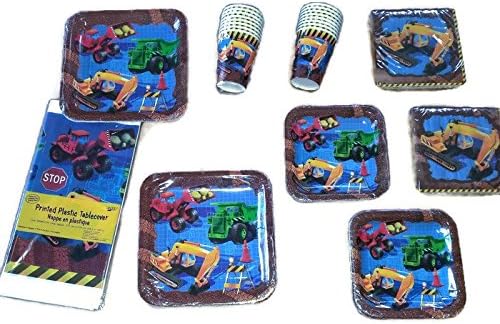 Creative Converting Under Construction Party Bundle 9" Plates (16) 7" Plates (16) Napkins (32) Cups (16) Table Cover (1)