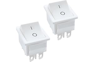 XYRSTOLR 2Pcs Boat Rocker Switch 6 Pins 2 Position White Rocker Switch ON/Off AC 16A/125V 20A/250V KCD4 Rocker Switch Toggle Switch for Car Boat