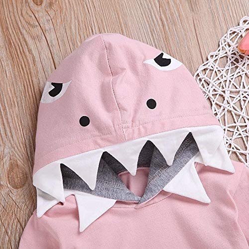 Kshion Infant Boys Girls Winter Shark Hooded Sweatshirt with Kangaroo Muff Pockets& Shark Fin (Pink, 2T)