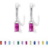 Seraphina Birthstone Hoop Earrings S925 Sterling Silver Post Lightweight Drop/Dangle Huggie Earrings for Women Trendy Small Hoop Earrings Birthday Gift