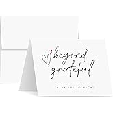 Beyond Grateful – Thank You So Very Much! w/Small Red Heart – Elegant Greeting Cards for Wedding, Christmas, Valentine’s, Bridal Shower, Anniversary – Blank Inside | 4.25 x 5.5” | 25 per Pack