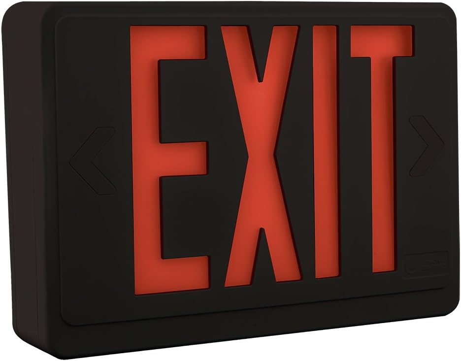Lithonia Lighting LHQM LED B R HO R0 M6 LED 2Light Exit Sign/Emergency with Red Stencil, Black
