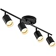 Bojim 4 Lights Black Track Lighting Fixtures Ceiling Kit, Modern Flexibly Adjustable LED Kitchen Spot Light Head with Acrylic