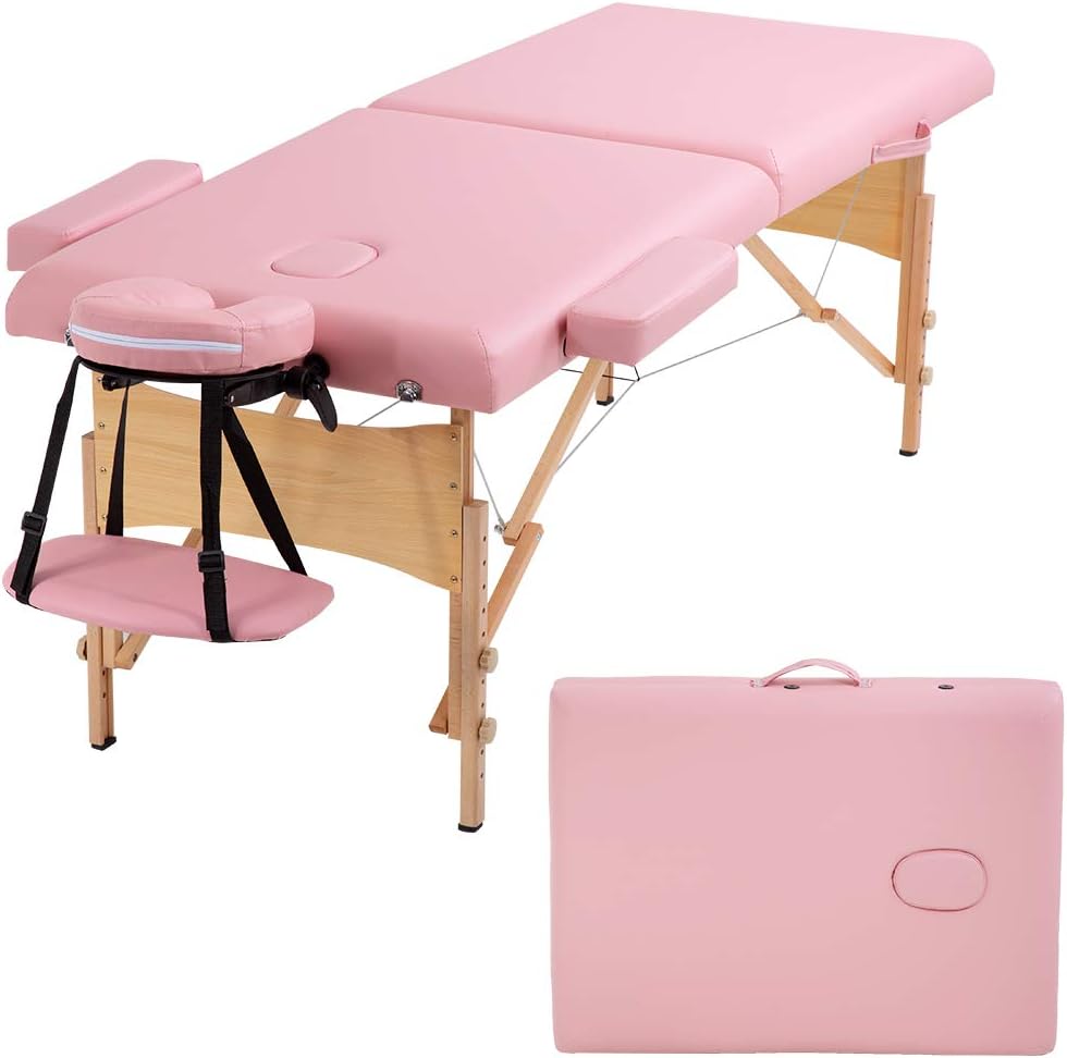 Massage Table Portable Massage Bed Spa Bed 73 Inches Long 28 Inchs Wide Hight Adjustable Massage Table 2 Folding Massage Bed Spa Bed Facial Cradle Salon Bed W/Carry Case: Health & Personal Care