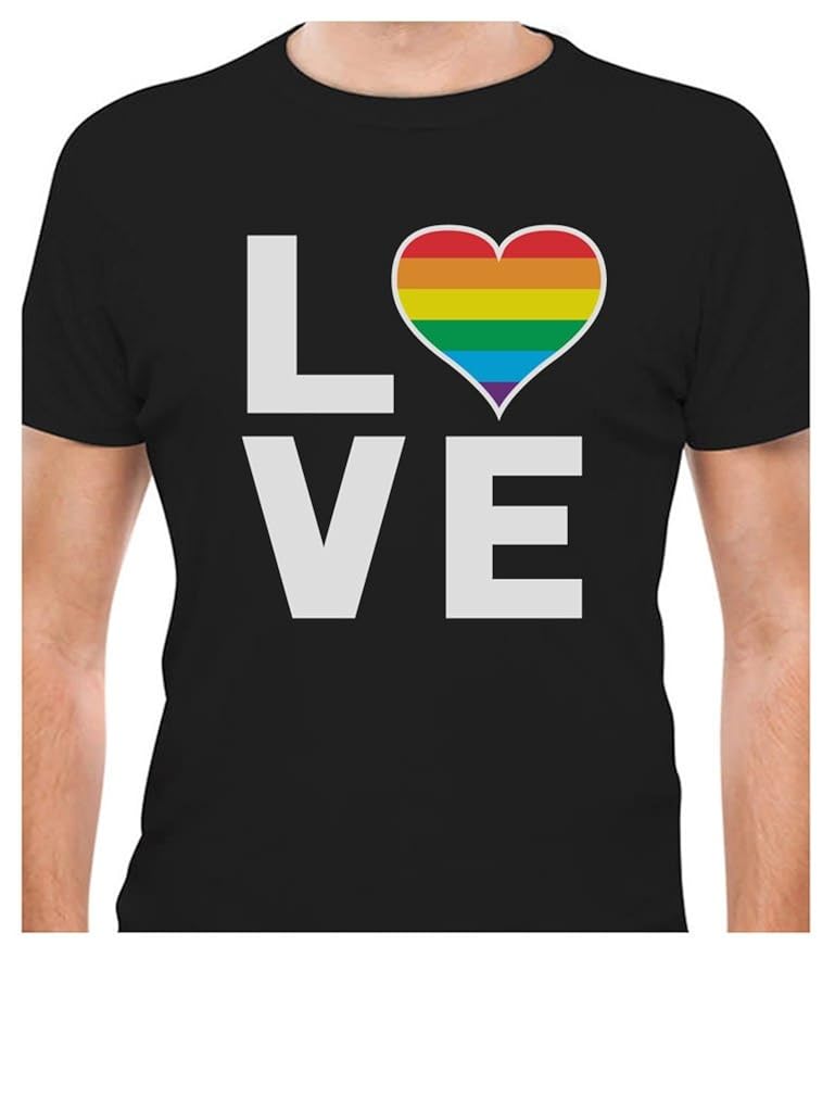 Rainbow Heart Gay T-Shirt Gay Love Awareness Pride -
