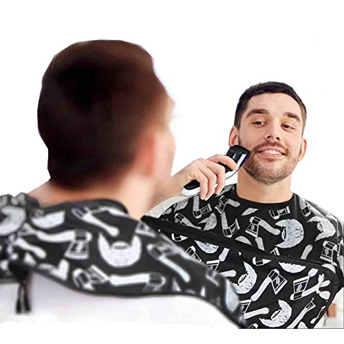 Colorfulife Beard Catcher Cape Apron Beard Trimming Bib Aprons for Shaving ,Hair Clippings Grooming Capes Cloth (Black) - Thumbnail 7