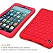 Fintie Silicone Case for Amazon Fire 7 Tablet (Previous Generation - 7th, 2017 Release) - [Honey Comb Upgraded Version] [Kids Friendly] Light Weight [Anti Slip] Shock Proof Protective Cover, Red