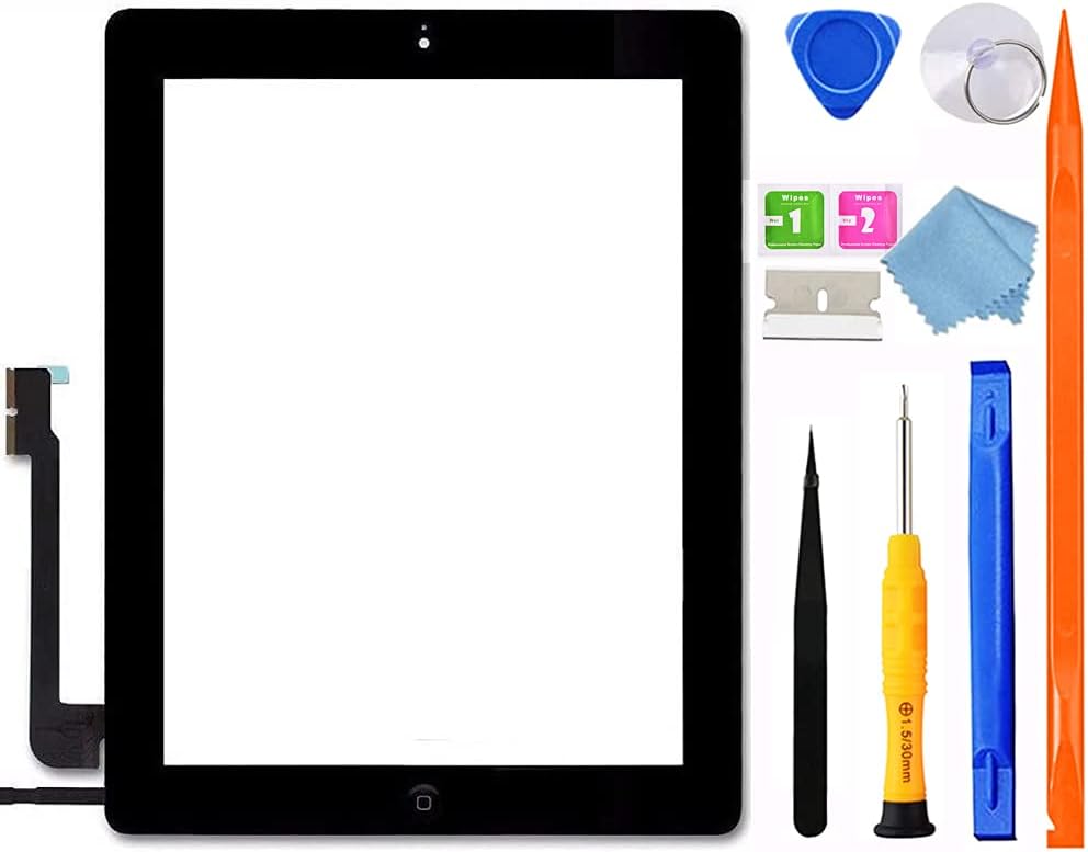 GoodFixer for iPad 4 Screen Replacement, A1458 A1459 A1460 Digitizer, iPad 4th Generation TouchScreen Assembly Kits + Bezel Frame