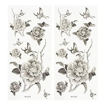 Amazoncom Fleur Motif Papillon Papier Tatouages
