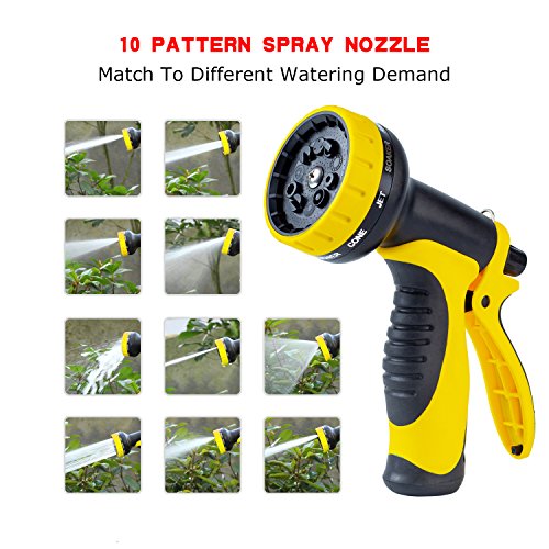 Losun Hose Nozzle, Garden Hose Nozzle with Heavy Duty 10 Adjustable Spray Patterns for Watering Garden, Washing Car and Pets