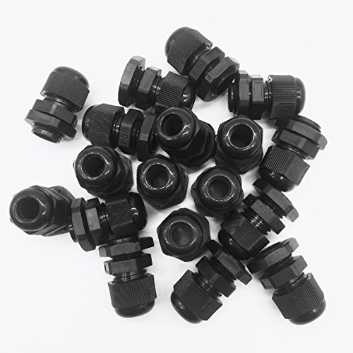 Lantee PG 9 Cable Gland - 20 Pieces Black Plastic Nylon Waterproof Wire Glands Connector Fitting - Thumbnail 7
