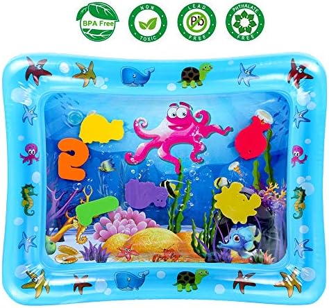 Psampa Tummy Time Water Mat Playmat Infants & Toddlers The Perfect Fun Time Play Inflatable Water Mat, Tummy Time Mat Fun and Colorful, Promote Baby's Visual Stimulation Growth (22" x 17")