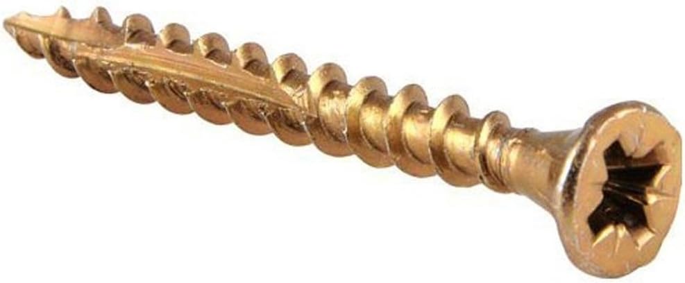 Reisser8221440PB Cutter Pozi Countersunk Yellow Coated Woodscrew 1200-Pieces with 2 PZ2 Bits, 4 mm Diameter x 40 mm Length