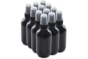 The Bottle Depot - 12 Pack - 4 oz Glass Spray Bottle - Black UV - 22-400 Neck Finish - Boston Round Bottles - UV Rays Protect