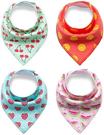 Wubao Baby Bandana Drool Bibs Absorbent Organic Cotton Cute Baby Gift for Boys and Girls 4 Pack (Color- 02)
