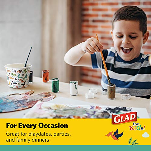 Glad for Kids Dinosaurs Paper Snack Bowls with Lids Disposable Snack