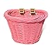 Colorbasket Junior Front Handlebar All Wicker Bike Basket, Water Resistant, Hand Woven, Adjustable Leather Straps, Pink