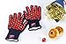 J H Heat Resistant Oven Glove:EN407 Certified 932 °F, 2 Layers Silicone Coating, Oven Mitts for Cooking, Kitchen, Camping, Fireplace, Grilling, 1 Pair