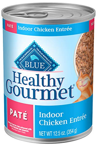 Blue Buffalo Healthy Gourmet Natural Adult Pate Wet Cat Food, Indoor Chicken 12.5-oz cans (Pack of 12)