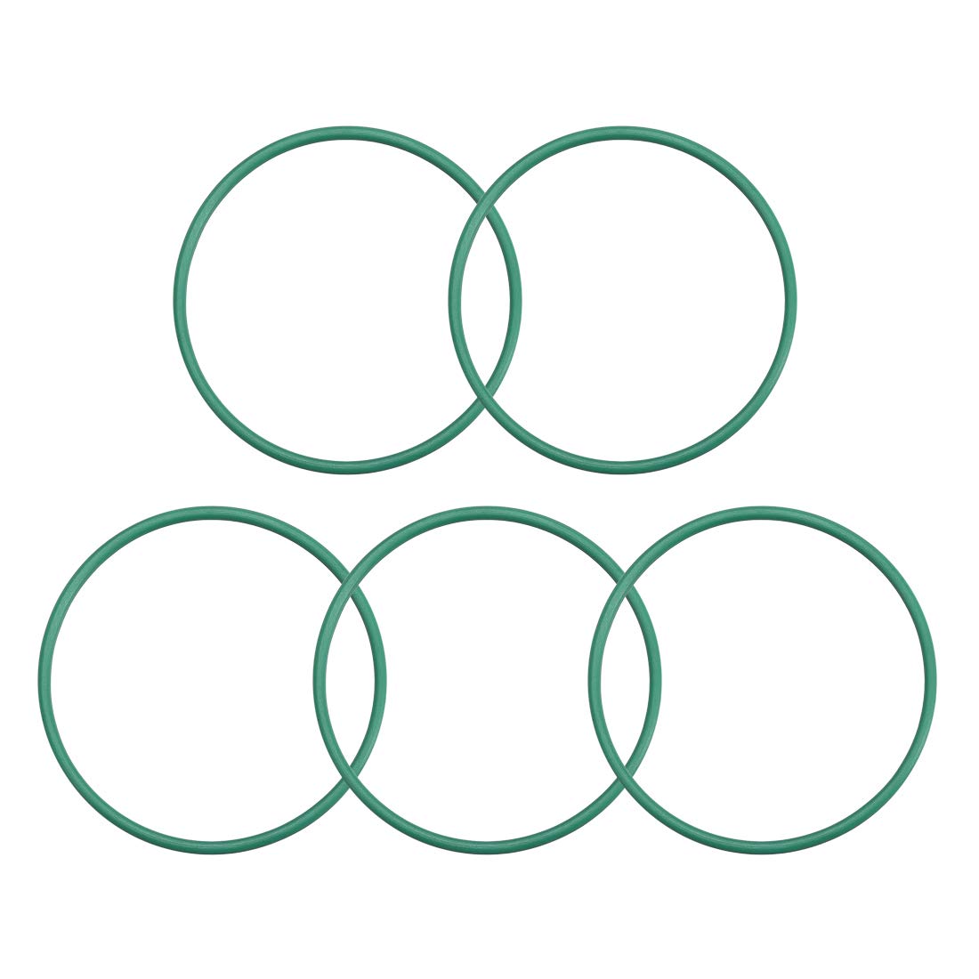 sourcing map Fluorine Rubber O-Rings, 35mm OD 32mm ID 1.5mm Width FKM Seal Gasket for Machinery Plumbing, Green, Pack of 5