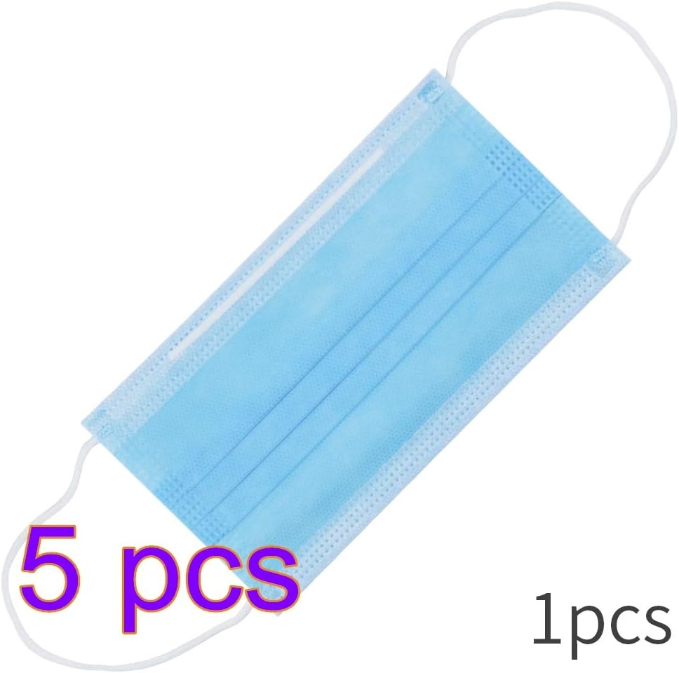 ASKCUT Disposable Masks, Upgrade Sealed Face Mask with Elastic Earloop, 3-Ply Thicker Breathable Safety Masks, Comfortable Sanitary Surgical Mask for Outdoor, Home Office Hospital Use (5Pcs)