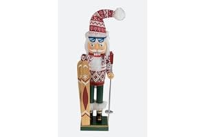 Clever Creations Ski Instructor Santa 14 Inch Traditional Wooden Nutcracker, Festive Christmas Décor for Shelves and Tables