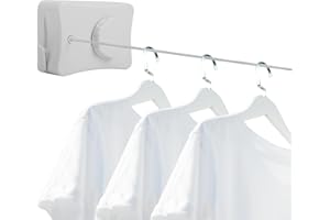 F FINEC Retractable Clothesline Indoor, 16 Feet Outdoor Clothesline 44Lb Load Capacity Retractable Heavy Duty Clothes Laundry Line Wall Mounted Stainless Steel Line