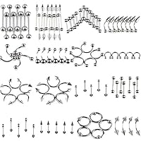 Rubyyouhe8 Body Piercing Jewelry&15/60/85 Pcs Body Piercing Jewelry Decor Unisex Tongue Nose Nail Navel Ring Set Fashion Piercing Jewelry Gift Bar jewelry Decor