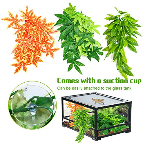 2Pack Reptile Plants Hanging Silk Terrarium Plants With Suction Cup For