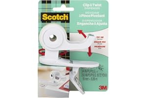 Scotch Desktop Tape Dispenser, White, Great for Gift Wrapping, 1 Dispenser (C19-CLIP-W-CCW)