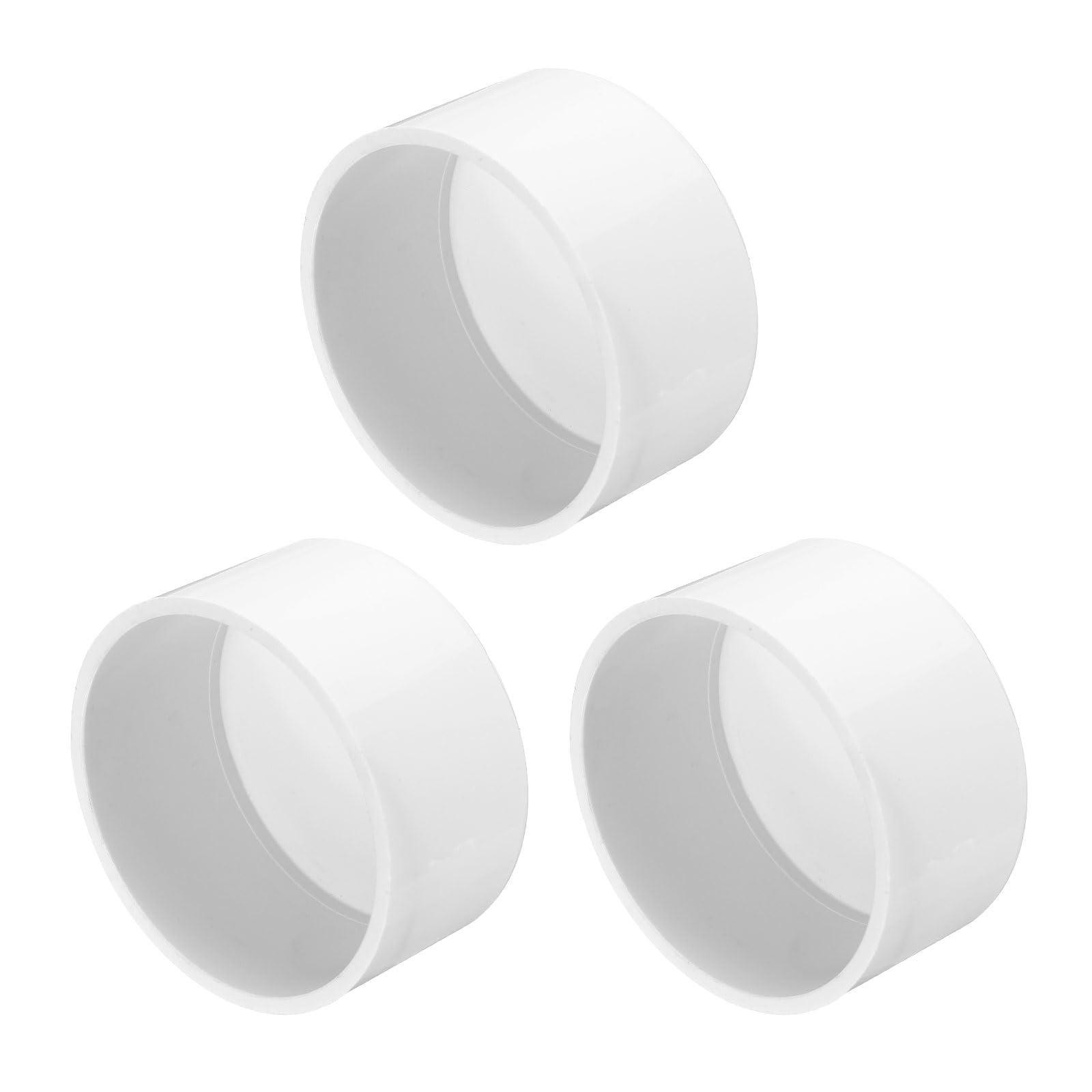 Photo 1 of uxcell 3 Pcs PVC Pipe End Cap Fitting 2.5 Inch Plug Adapter Socket Fittings for Furniture Grade DIY PVC Connection Garden Shelf, White