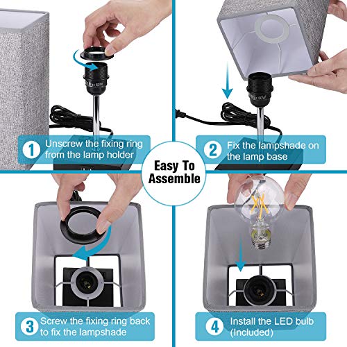 3Way Dimmable Touch Table Lamp with 2 USB Charging Ports, 2 AC Outlets