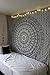 Marubhumi Indian Elephant Mandala Indian Traditional Hippie Cotton Tapestry, Black and White, 85 x 90 Inches