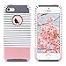 ULAK Case for iPhone 5/5S/SE, Slim Fit Protection Case Hybrid Scratch Resistant Hard Back Cover Shock Absorbent TPU Bumper Protective Case(Minimal Rose Gold Stripes+Grey)