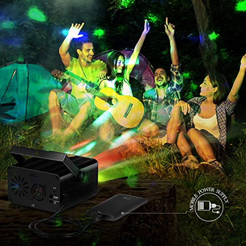Flysight USB Party Lights LED DJ Disco Ball Light with Bluetooth Speaker MP3 Music Sound Activated Portable Stage Laser Lighting with Remote Control Support SD Card for Xmas Club Bar Parties (Black)