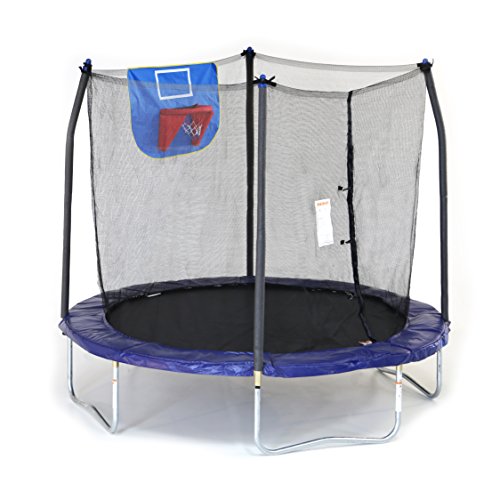 Skywalker Trampolines Jump N' Dunk Trampoline wit Basketball Hoop Blue 8-Feet