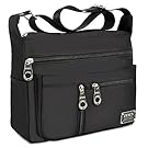 Crossbody Bag,Womens Travel Black Water Resistant Nylon with Multiple Zippered Bag by ZYSUN