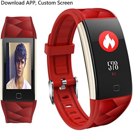 2018 NEW Fitness Tracker HR, Heart Rate Monitor Activity Band Blood Pressure Sleep Monitor Pedometer, 0.96inch TFT Colorful OLED Screen Waterproof Bluetooth Smart Bracelet for Kids Women Men (Red)