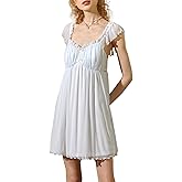 SINGINGQWEEN Women's Lace Vintage Victorian Nightgown Sleeveless Sleepwear Bbaydoll Chemises Nightdress Loungewear
