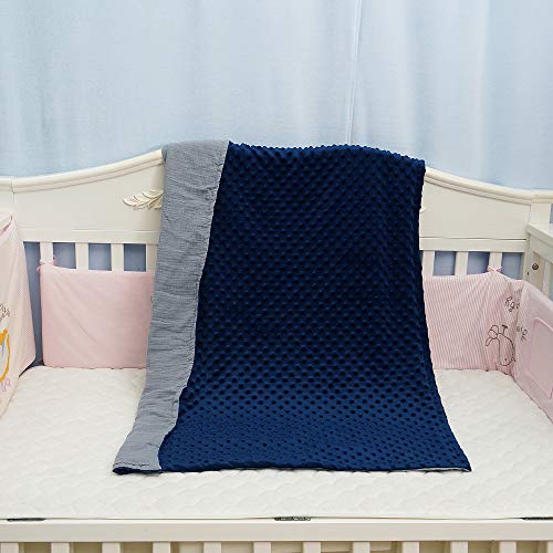 BlueSnail Minky Blanket with Musliin for Boys and Girls (Navy+Gray, 30W