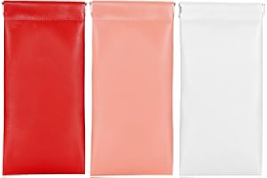 Laofiney Eyeglasses Pouch Squeeze Top Sunglasses Case Soft PU Leather with Cleaning Cloth 3 Pack