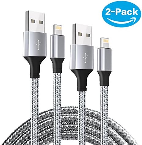 Lightning Cable,Moallia Charger Cable 2Pack 6FT to USB Syncing and Charging Cable Data Nylon Braided Cord for iPhone X / 8 / 7 / 6 / 6s / plus / 5c / 5s / SE, iPod, iPad and More(White)