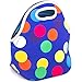 SORELLA Colorful Dots Lunch Bag Insulated Neoprene Design | Zipper Top & Flat Bottom With Ergonomic Handle | Reusable Lunch Tote Thermos For Adults & Kids | Snacks, Fruit, Food & Drinks