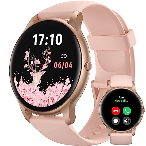 Parsonver Women's Smart Watch with Bluetooth Calls, Sports Watch with 100+ Sports, IP68 Waterproof, Sleep Monitor, Heart Rate Monitor, Pedometer, Smartwatch for Android & iOS, SPROD1, Rose Gold