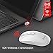 cimetech Rechargeable Wireless Mouse for Laptop, 2.4G Computer Mouse Cordless Optical Mice, Slim Quiet Wireless Mouse with USB Nano Receiver, 5 Adjustable DPI 2400/2000/1600/1200/800 (White&Sliver)