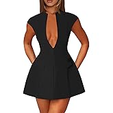 Cicy Bell Womens Sexy Deep V Neck Party Mini Dress Summer Cocktail Club A-line Going Out Birthday Dresses